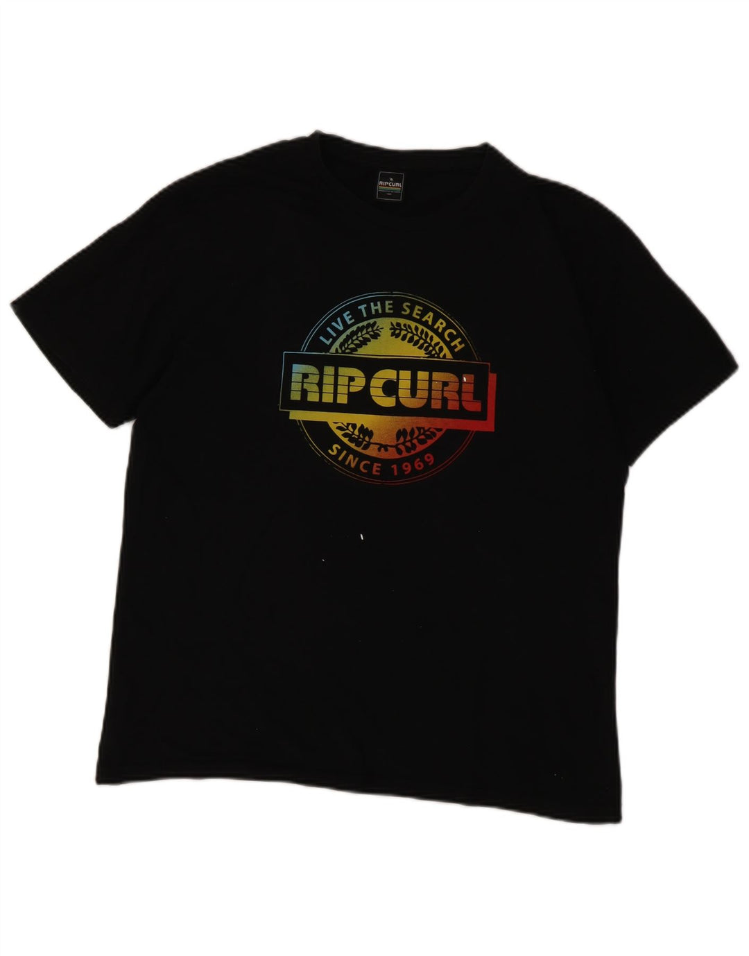 Rip Curl Herren-Grafik-T-Shirt-Oberteil aus mittelschwarzer Baumwolle