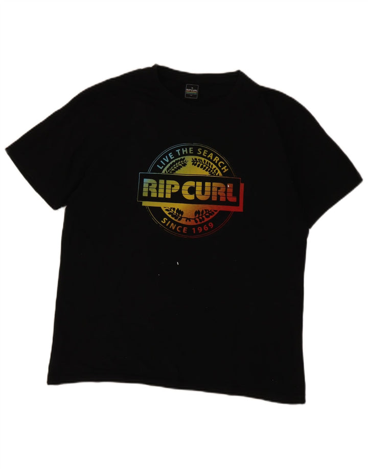 Rip Curl Herren-Grafik-T-Shirt-Oberteil aus mittelschwarzer Baumwolle