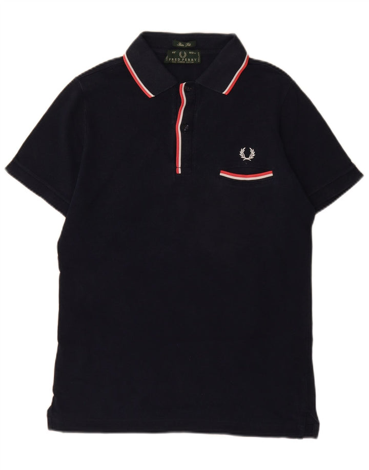 Fred Perry Herren-Poloshirt mit schmaler Passform, mittelmarineblaue Baumwolle