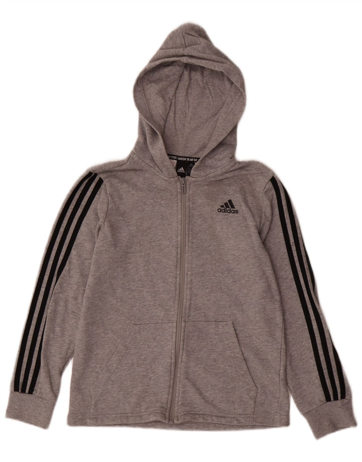 ADIDAS Jungen-Kapuzenpullover mit Reißverschluss, 11–12 Jahre, Grau
