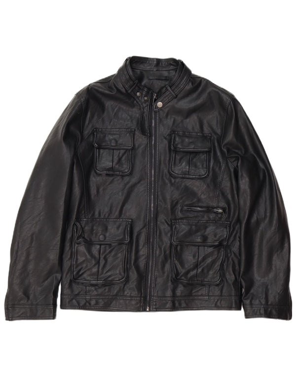Vintage Herren Lederjacke UK 36 Small Schwarz