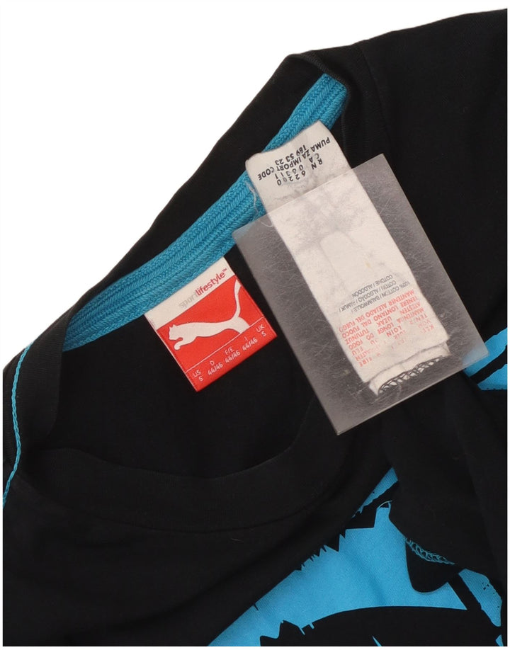 Puma Herren Grafik T-Shirt Top Small Schwarz Baumwolle