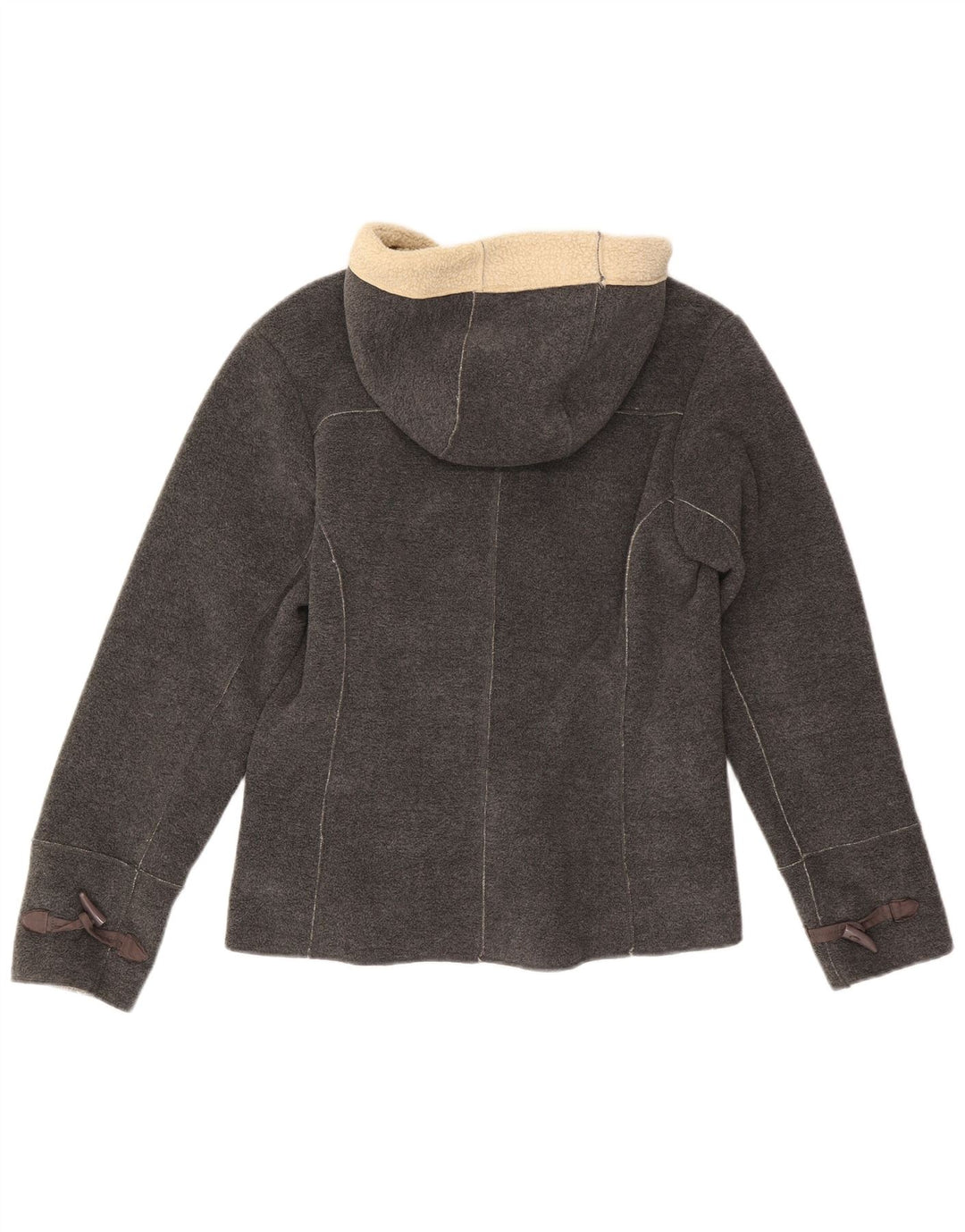 Vintage Damen Kapuzen-Sherpa-Fleecejacke UK 8 Small Grau Polyester