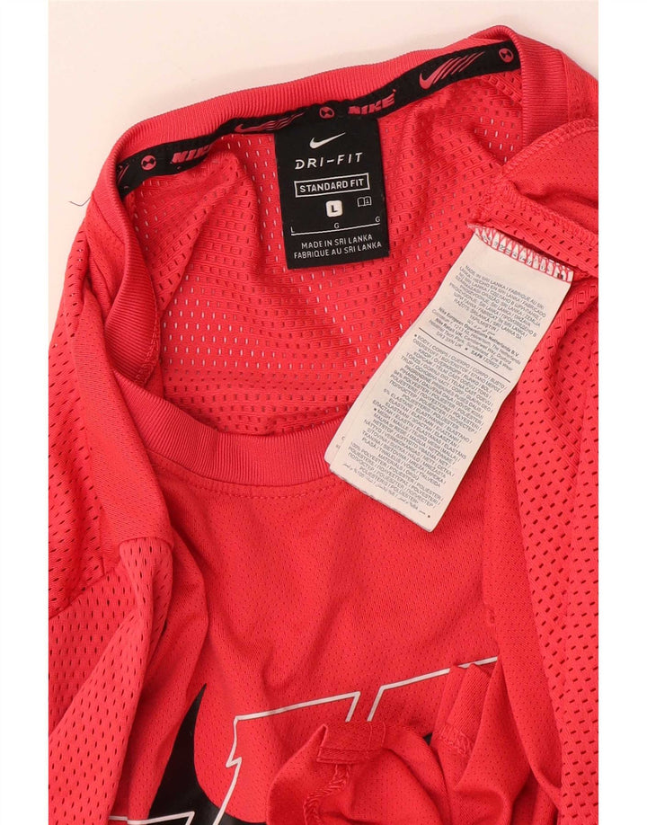 Nike Herren Dri Fit Standard Grafik-T-Shirt-Oberteil, großes rotes Polyester