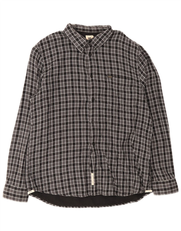 Lee Herren-Lumberjack-Flanellhemd mit normaler Passform, 2XL, grau kariert, Baumwolle