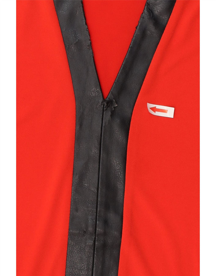 Calvin Klein Damen-Blusenoberteil, UK 10, Small, rotes Colourblock-Polyester