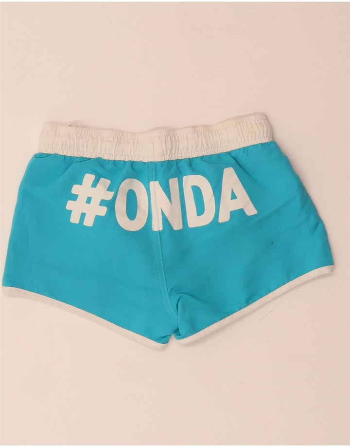 BENETTON Jungen-Badeshorts mit Grafik, 8–9 Jahre, blaues Farbblockdesign