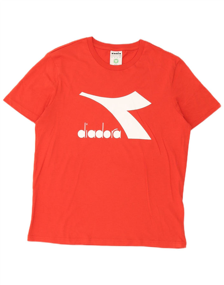 Diadora Herren Grafik-T-Shirt-Oberteil aus mitteloranger Baumwolle
