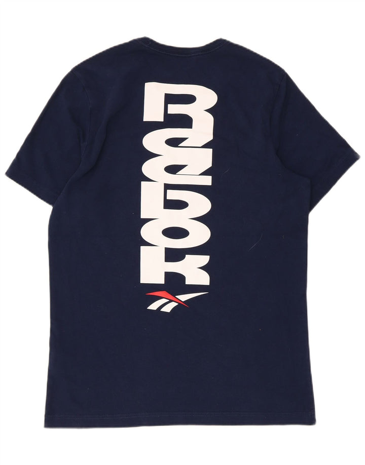 Reebok Herren Grafik-T-Shirt-Oberteil aus Baumwolle in mittlerem Marineblau