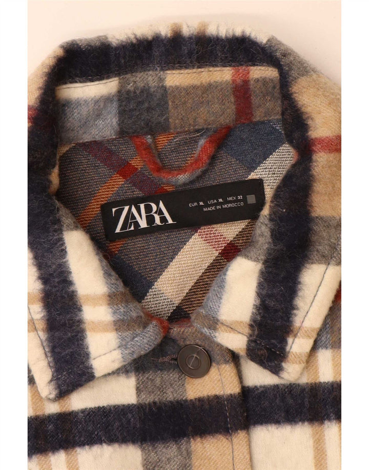 Zara Damen Übergroßes Holzfäller-Flanellhemd UK 18 XL Mehrfarbig kariert