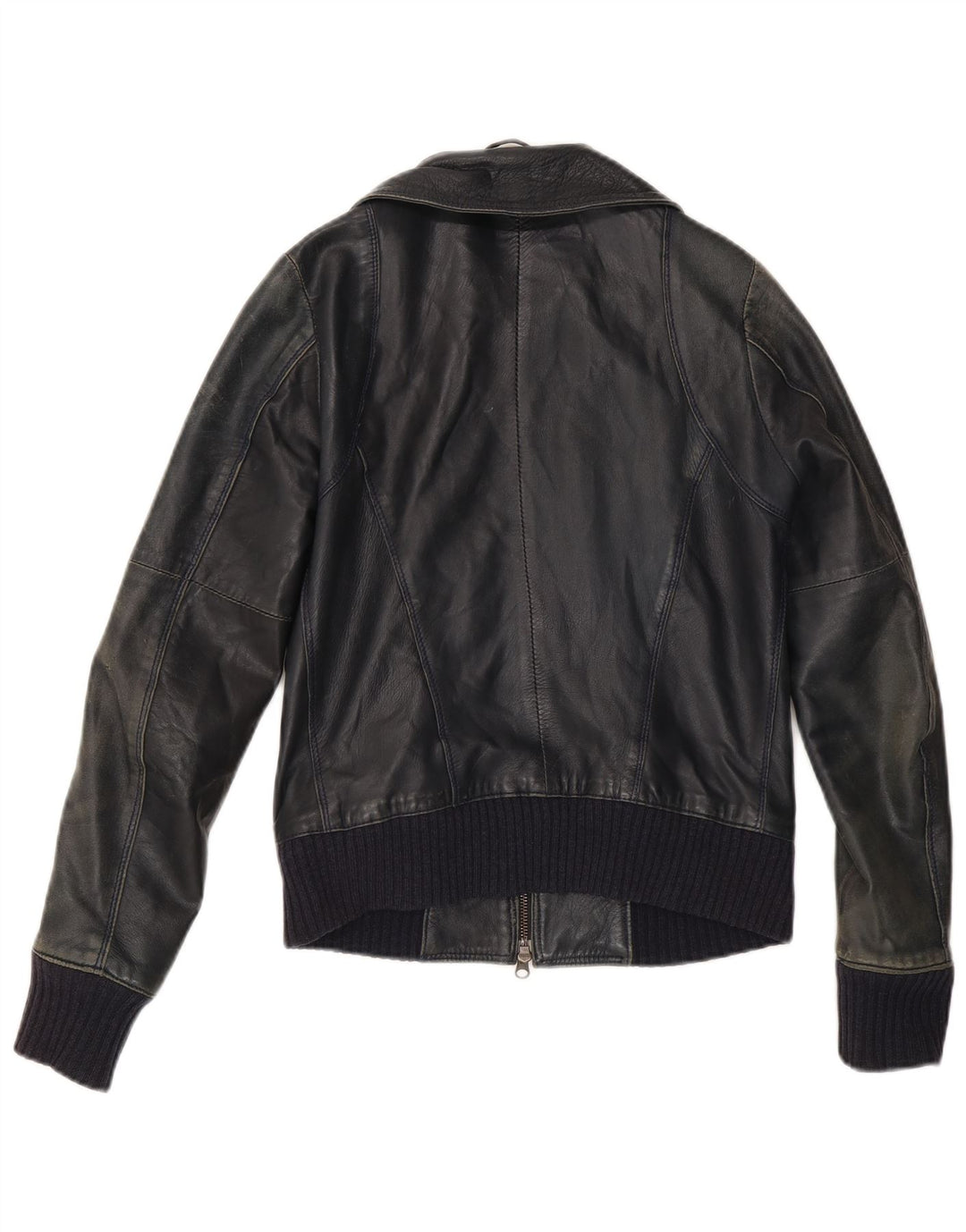 Vintage Damen Lederjacke IT 42 Mittelschwarzes Leder