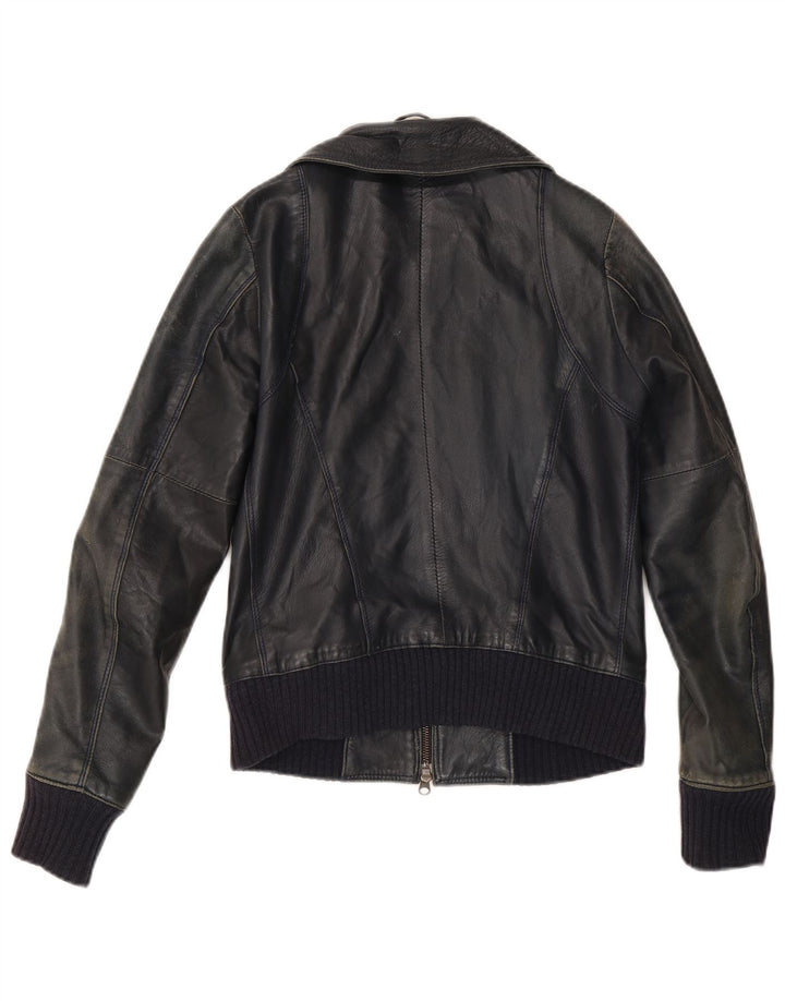 Vintage Damen Lederjacke IT 42 Mittelschwarzes Leder