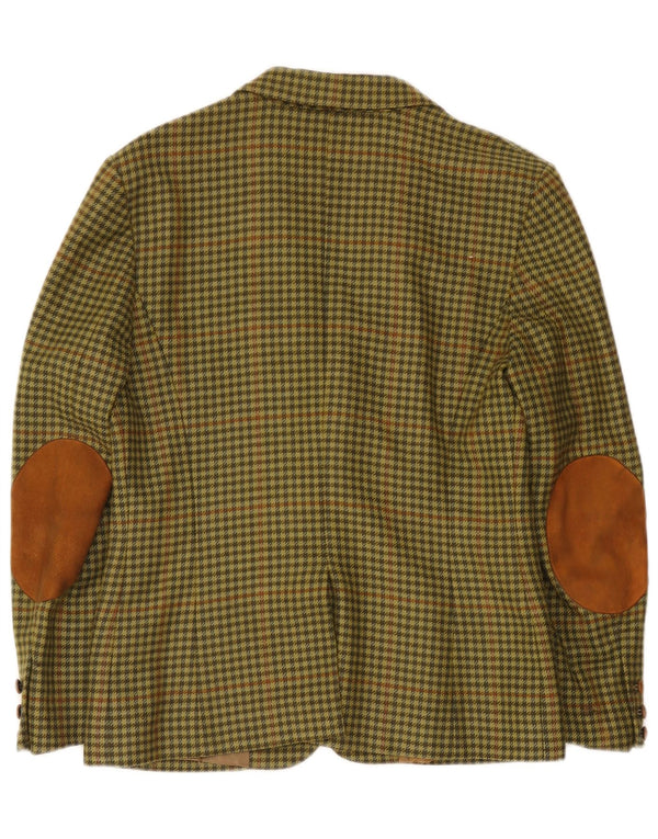 Vintage Herren 3-Knopf-Blazerjacke IT 44 Mittelgrüner Hahnentrittmuster