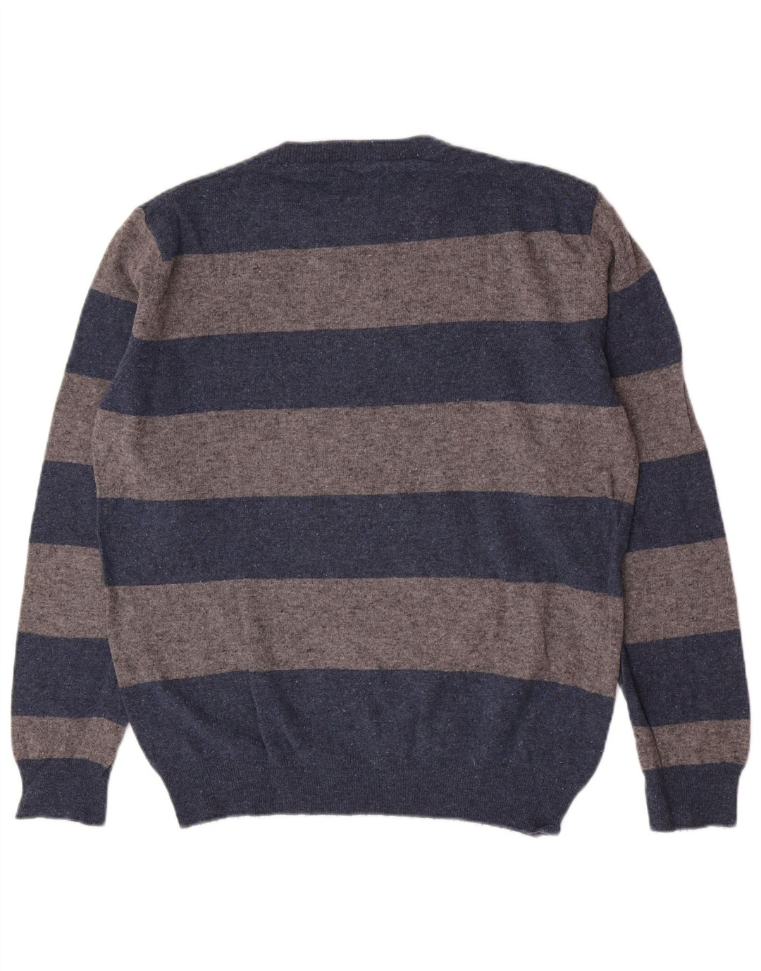 Gant Herren-Pullover mit Rundhalsausschnitt, groß, blau gestreift, Lammwolle