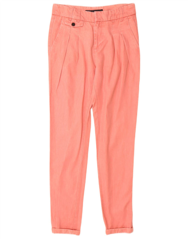 Zara Damen Pegged Chino Hose XS W24 L29 Rosa Lyocell