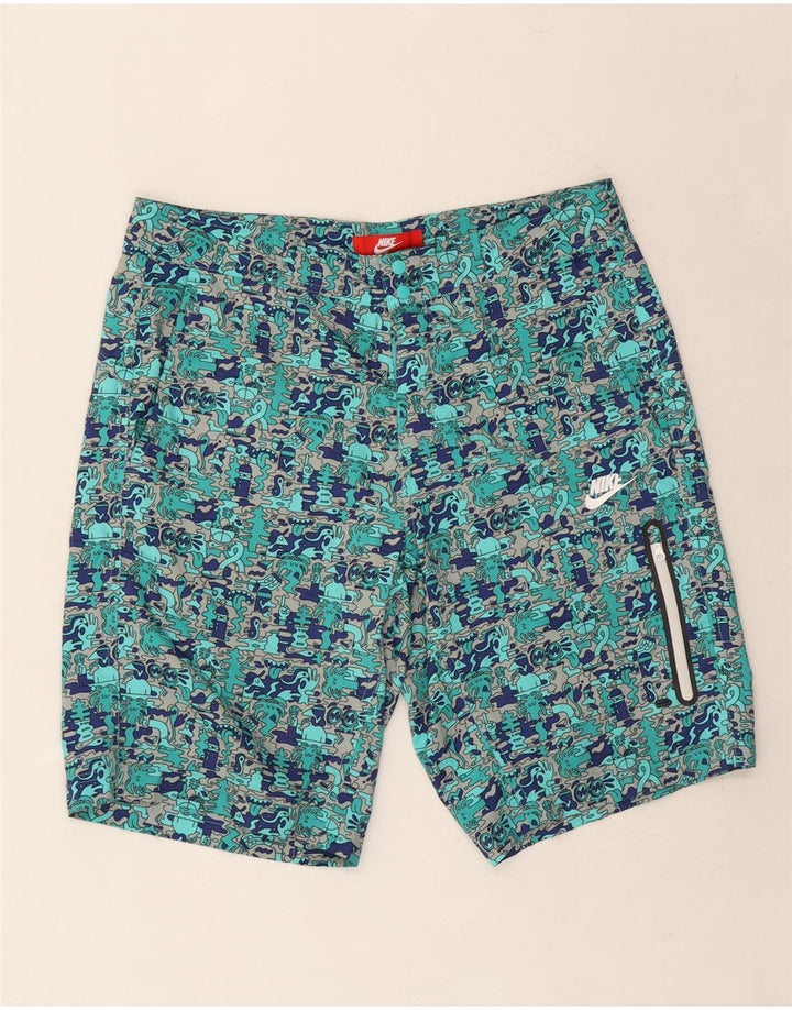 Nike Herren-Cargoshorts mit Grafik, W34, groß, türkisfarbenes Farbblock-Polyester