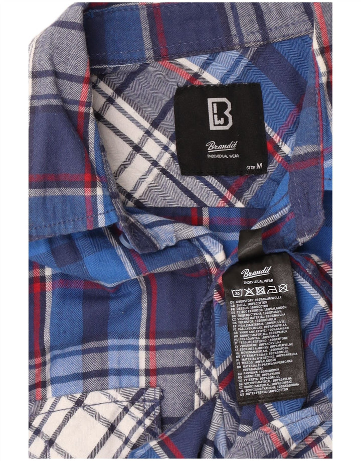 Brandit Herren-Flanellhemd aus mittelblau karierter Baumwolle