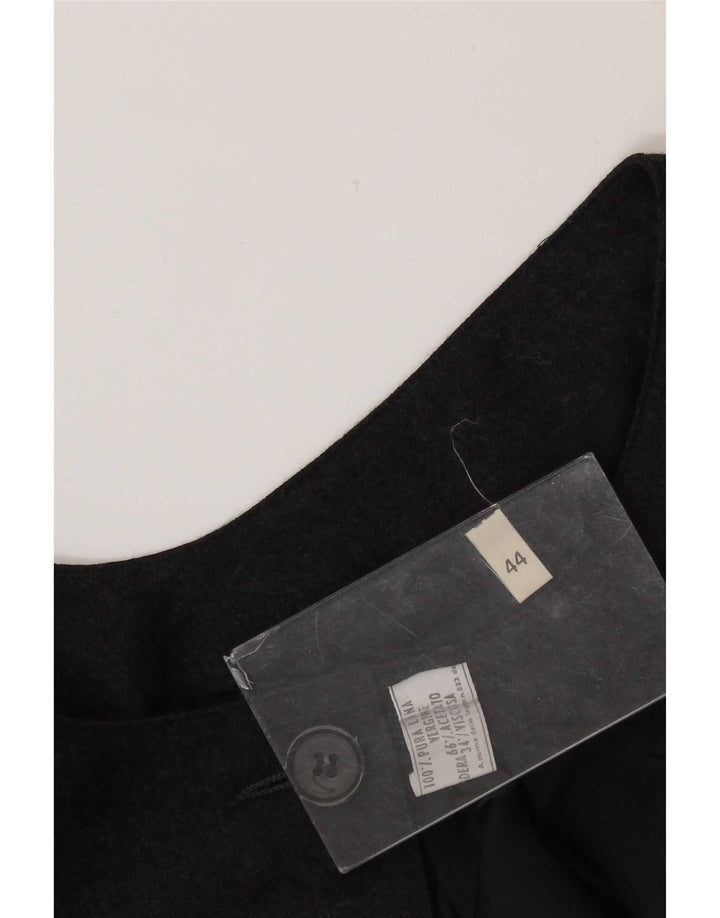 Vintage Damen Ärmellose Blazerjacke IT 44 Mittelgraue Schurwolle