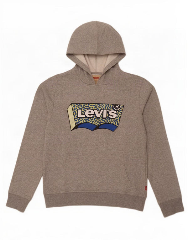 Levi's Jungen-Pullover mit grafischem Kapuzenpullover, 13–14 Jahre, graue Baumwolle