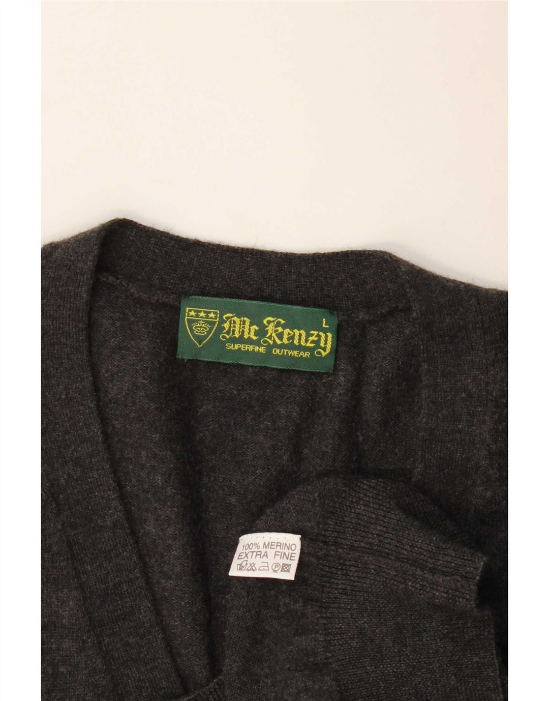 MC Kenzy Herren-Strickjacke, ärmellos, groß, graue Merinowolle