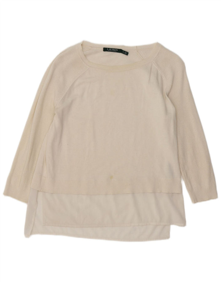 RALPH LAUREN Womens Boat Neck Jumper Sweater UK 14 Medium Off White Vintage Ralph Lauren and Second-Hand Ralph Lauren from Messina Hembry 