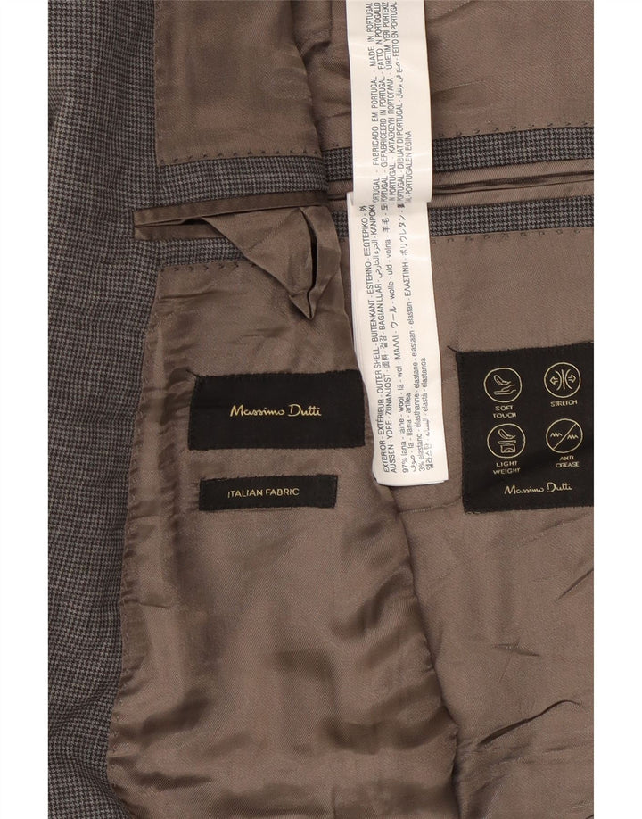 Massimo Dutti Herren-Blazer mit 2 Knöpfen, US 46, XL, grau karierte Wolle