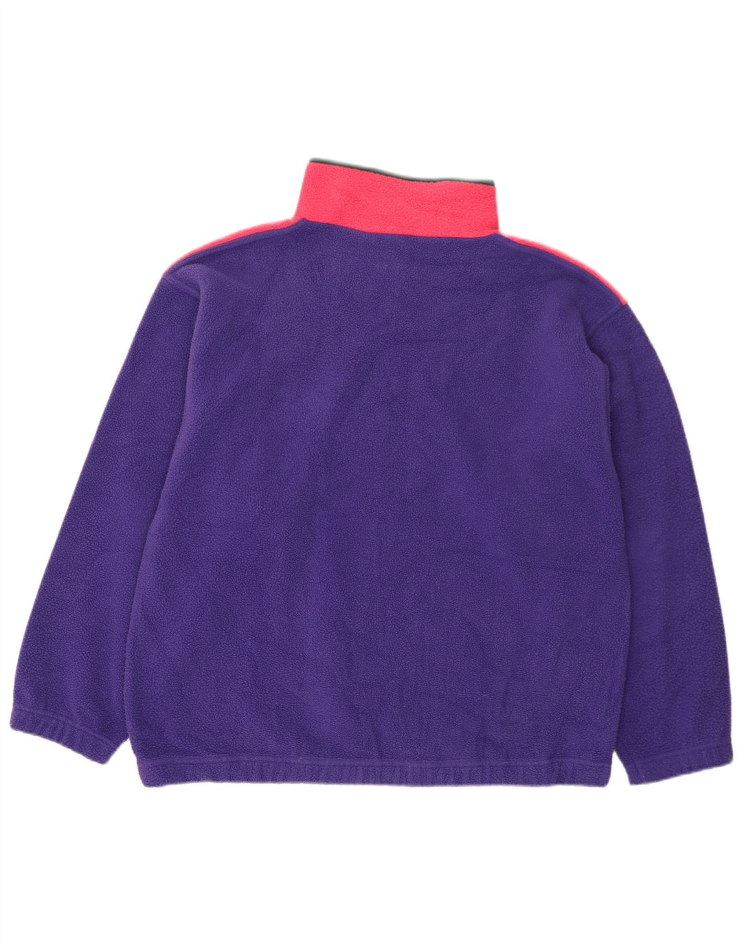 Vintage Herren-Fleecepullover mit Knopfkragen, XL, Lila, Farbblock-Polyester