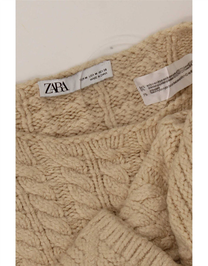 Zara Damen-Pullover, übergroß, mit Rundhalsausschnitt, Gr. 14, Mittelbeige