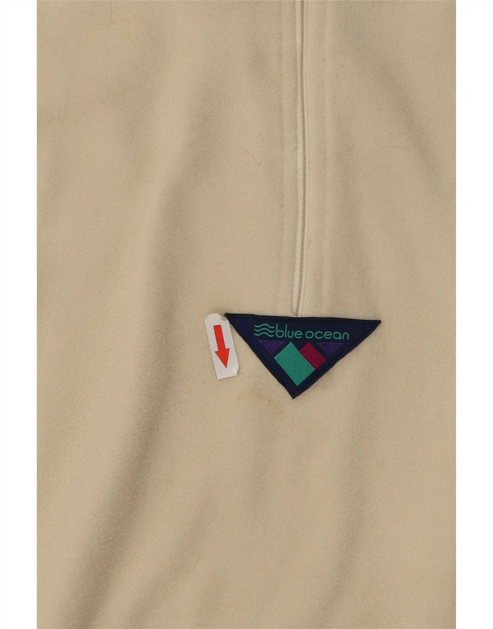 Vintage Herren Velours-Sweatshirt mit Reißverschluss, großes Beige, Polyester
