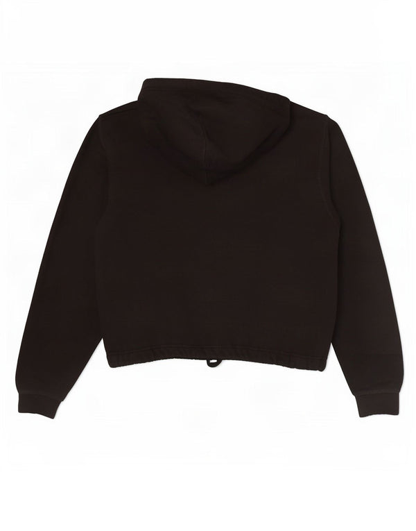 Champion Womens Crop Zip Hoodie Pullover UK 14 Mittelschwarze Baumwolle