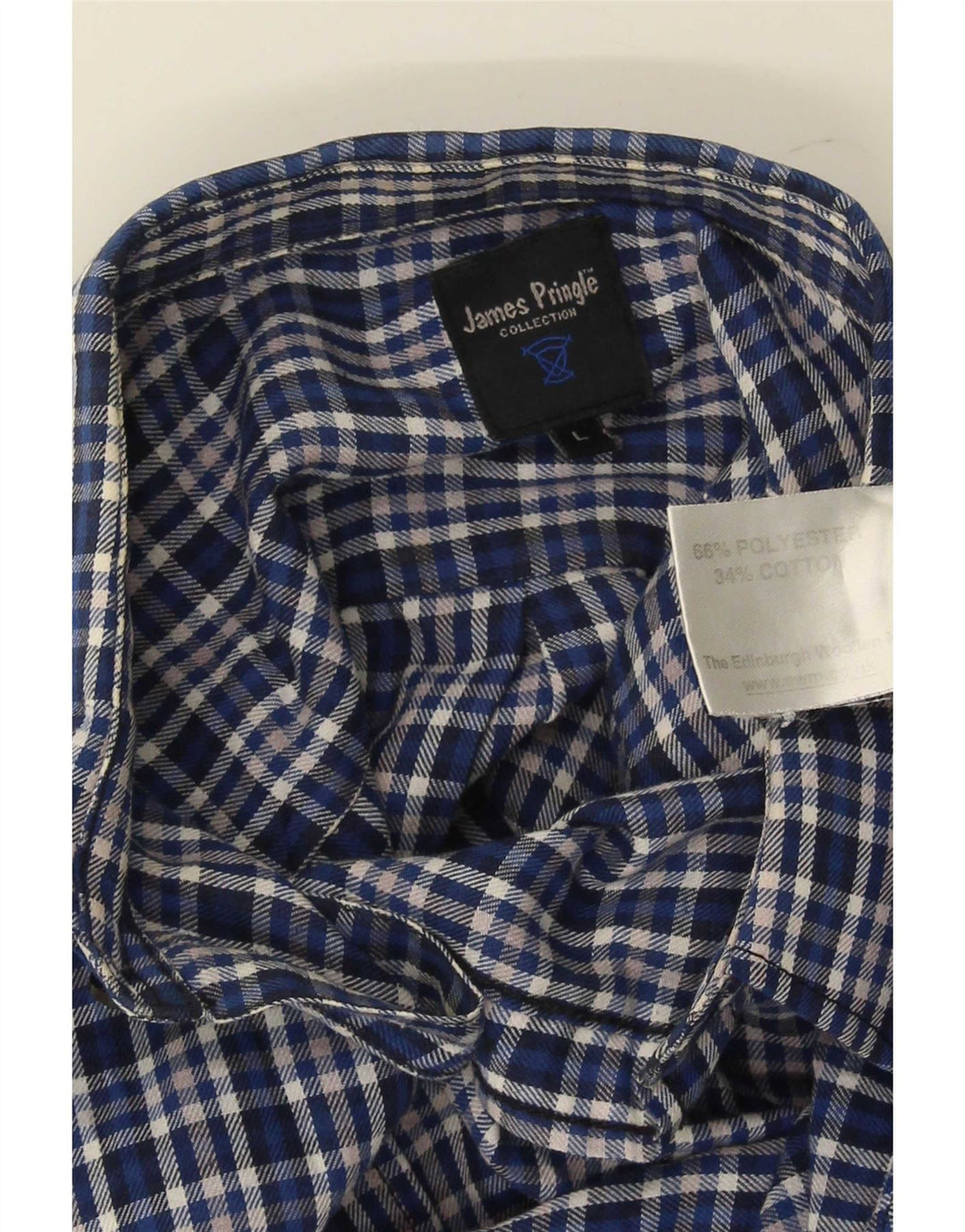James Pringle Herren-Flanellhemd, groß, blau kariert, Polyester