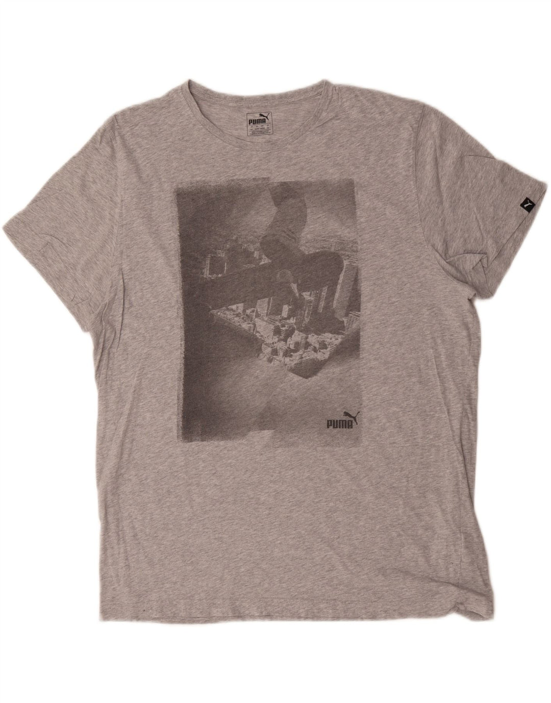 Puma Herren Grafik T-Shirt Top 2XL Grau Baumwolle