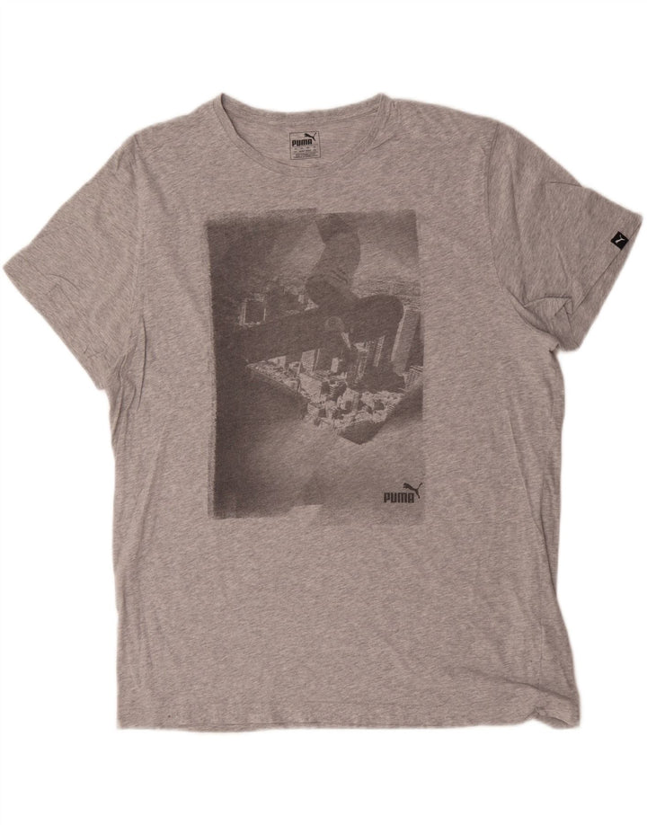 Puma Herren Grafik T-Shirt Top 2XL Grau Baumwolle