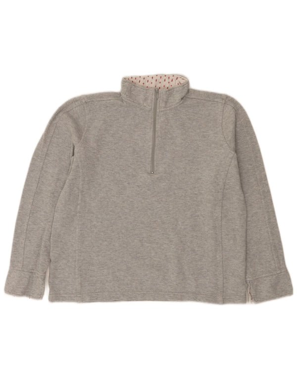 Orvis Damen-Sweatshirt mit Reißverschluss am Hals, UK 14, mittelgraue Baumwolle