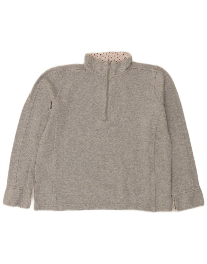 Orvis Damen-Sweatshirt mit Reißverschluss am Hals, UK 14, mittelgraue Baumwolle