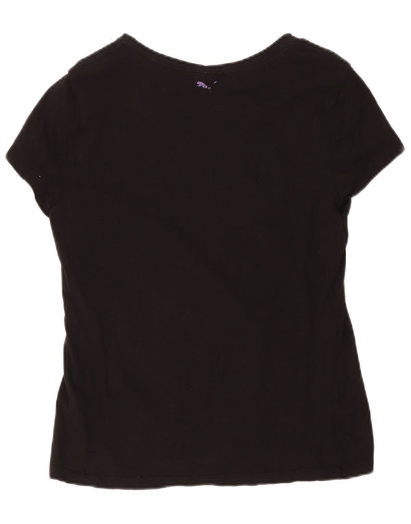 Puma Damen Grafik T-Shirt Top UK 14 Large Schwarz Baumwolle