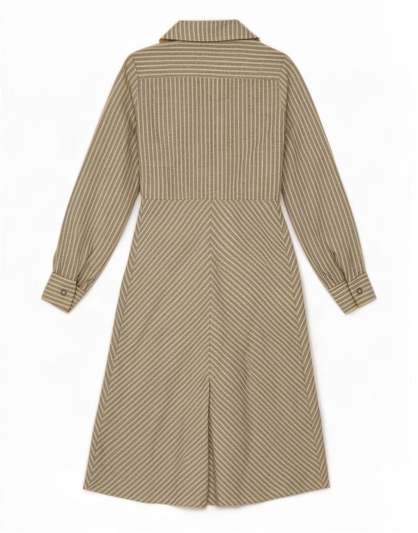 Vintage Damen Pullover Hemdkleid UK 10 Small Beige gestreift