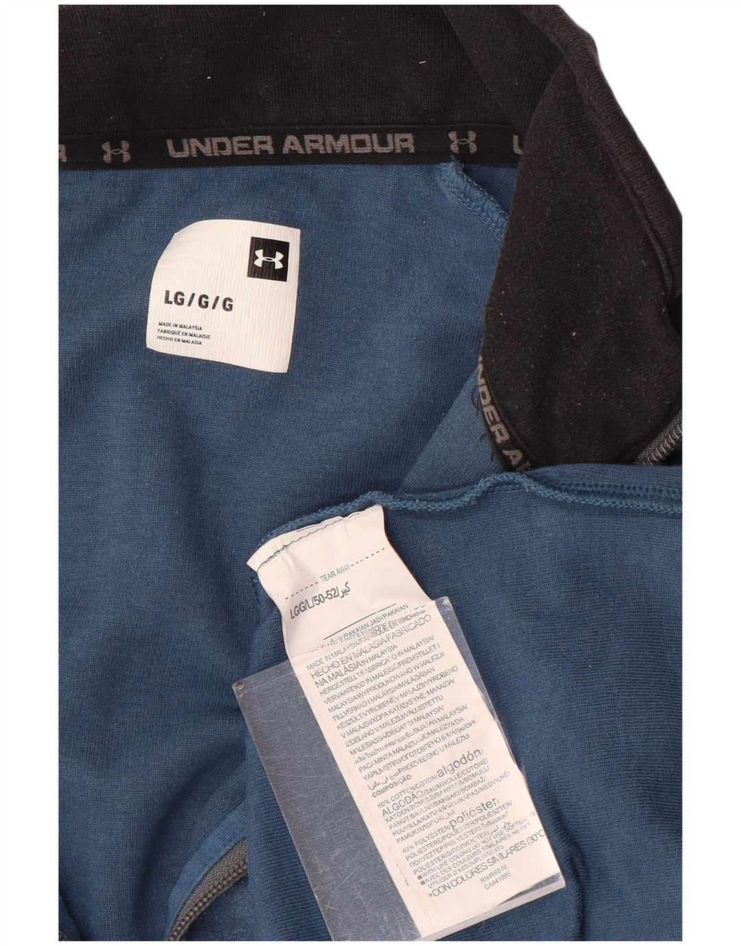 Under Armour Herren-Oberteil mit 1/4-Reißverschluss, langärmlig, groß, blaue Farbblock-Baumwolle