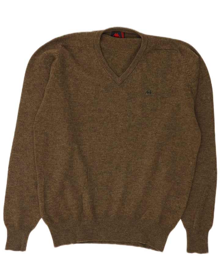 Kappa Herren-Pullover mit V-Ausschnitt, XL, grüne Wolle
