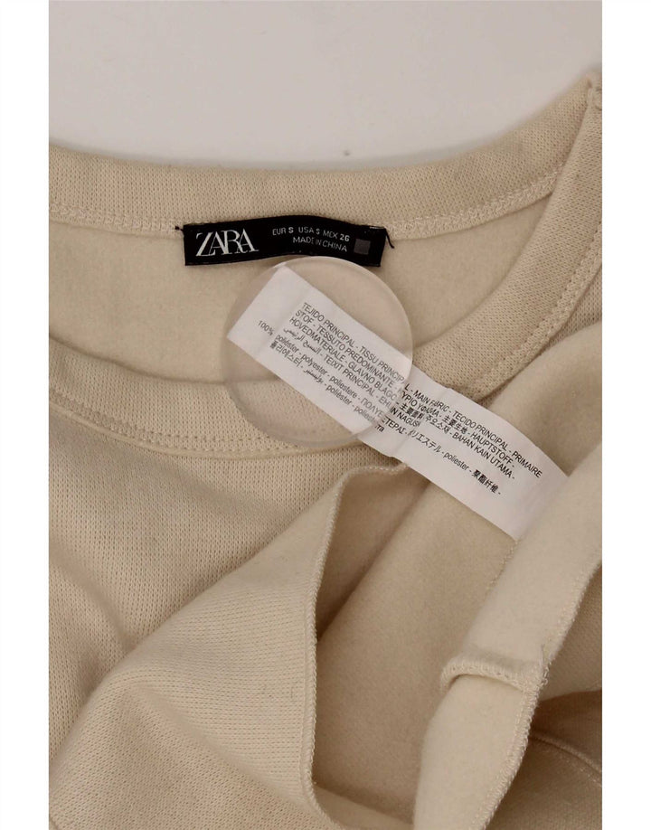 Zara Damen-Sweatshirt in Übergröße, Größe S, Beige, Polyester