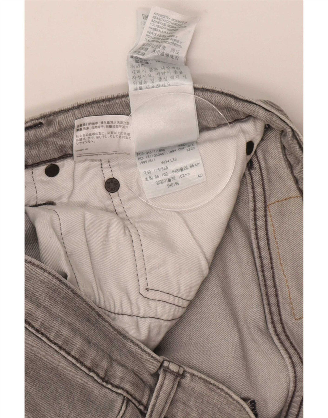 Levi's Herren 511 Slim Jeans W34 L32 Graue Baumwolle