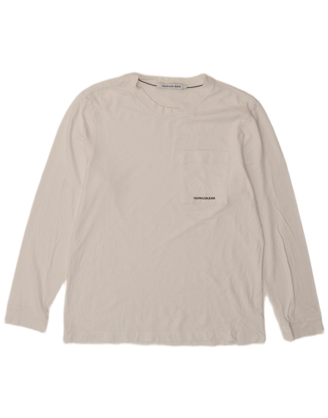Calvin Klein Jeans Mens Top Long Sleeve Large White