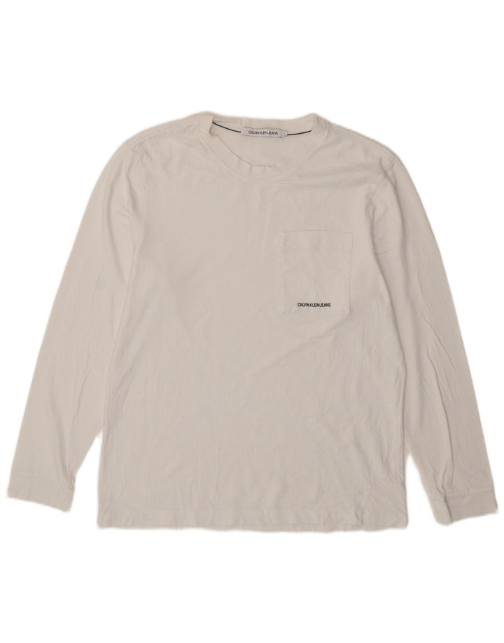 Calvin Klein Jeans Mens Top Long Sleeve Large White