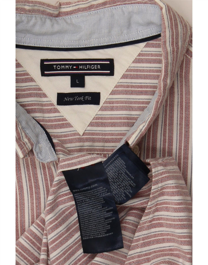 Tommy Hilfiger Herrenhemd, groß, rot gestreift, Baumwolle