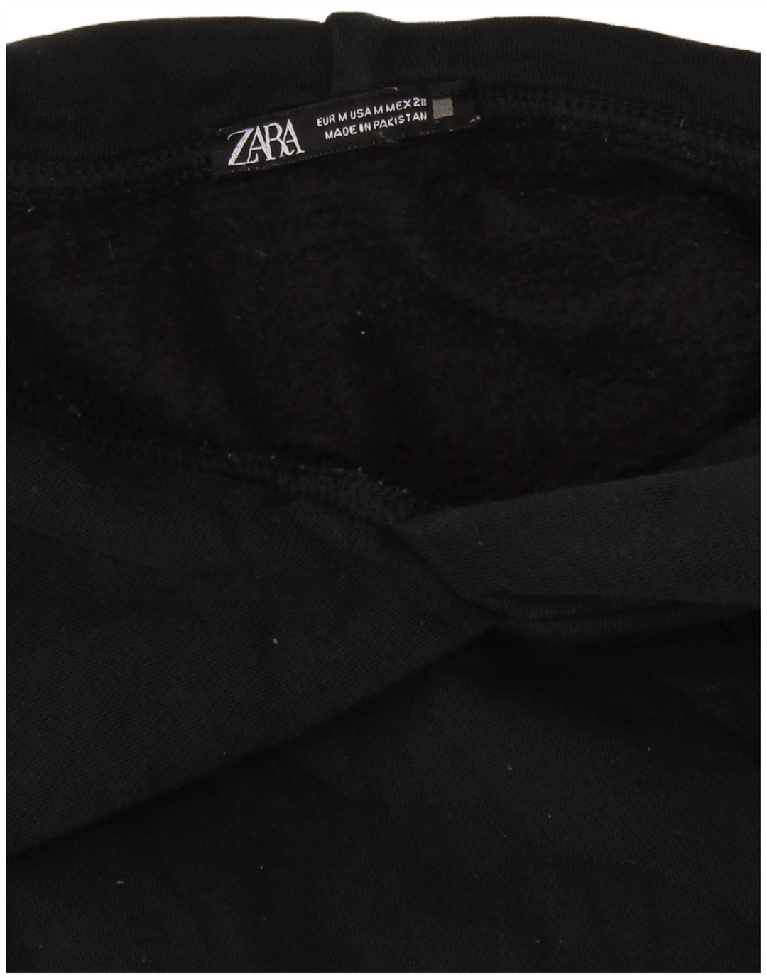 Zara Damen Übergroßer Kapuzenpullover UK 14 Mittelschwarze Baumwolle