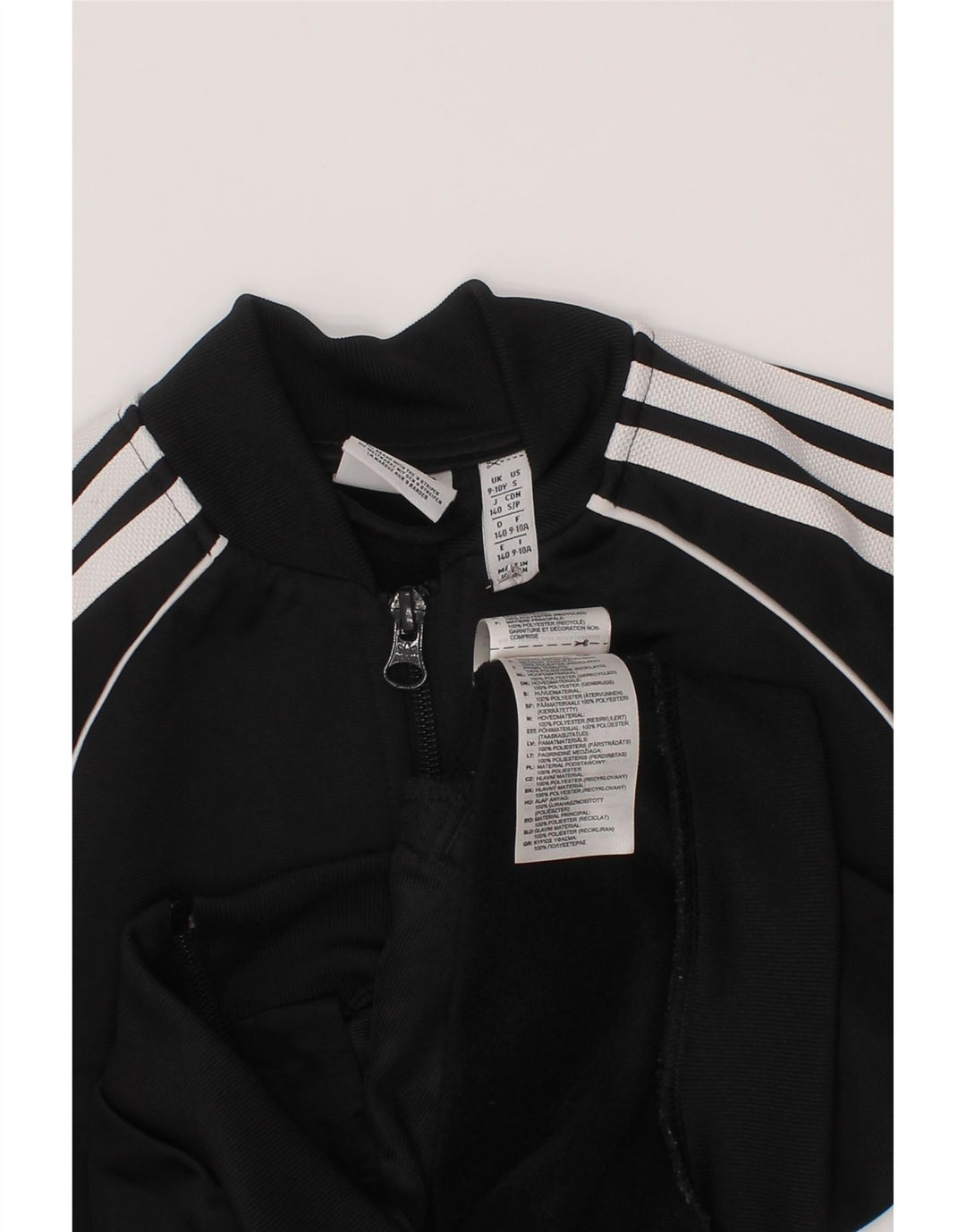 Adidas Jungen Trainingsanzug Top Jacke 9-10 Jahre Schwarzes Polyester