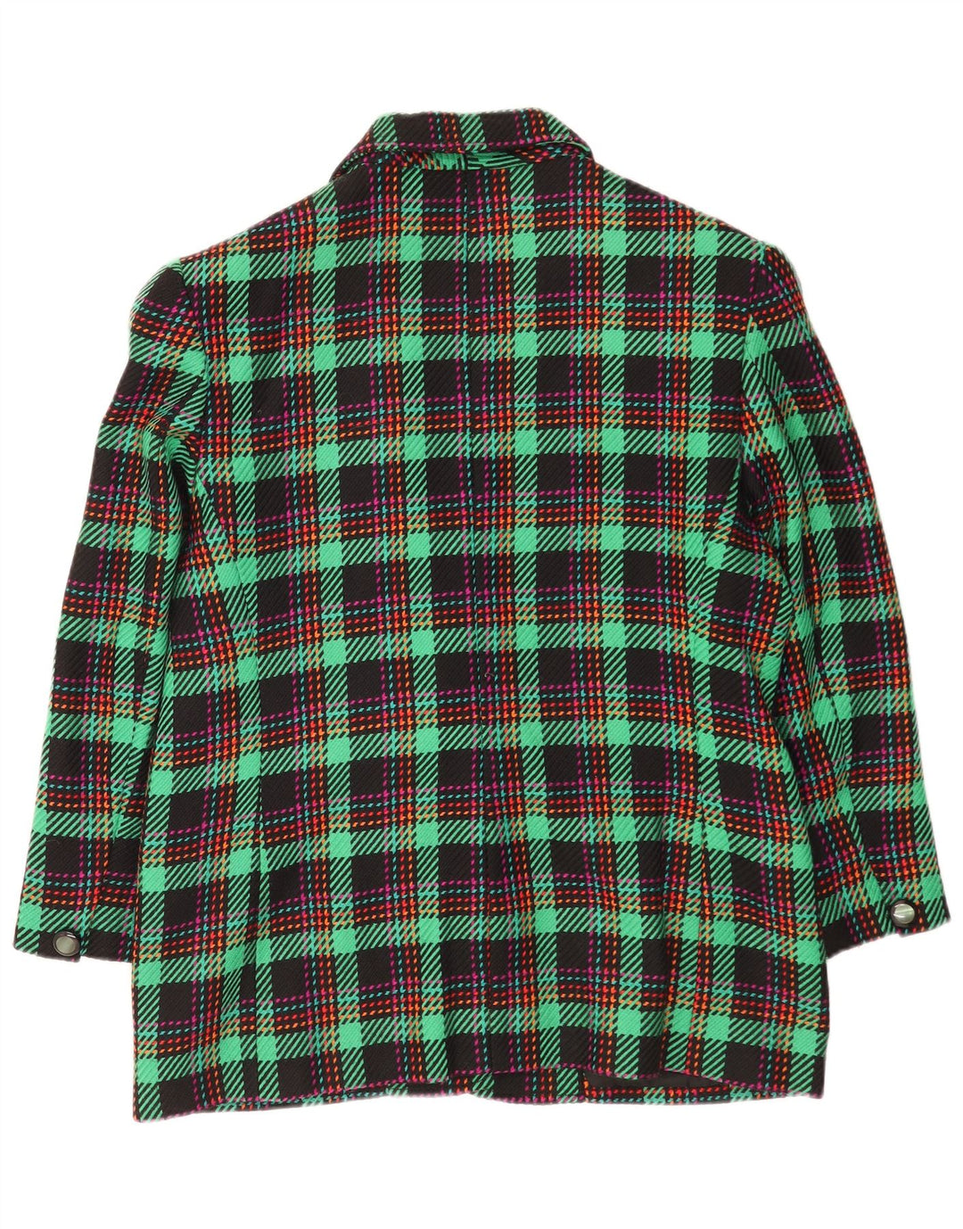 Vintage Damen 2-Knopf-Blazerjacke UK 16 Große grün karierte Wolle