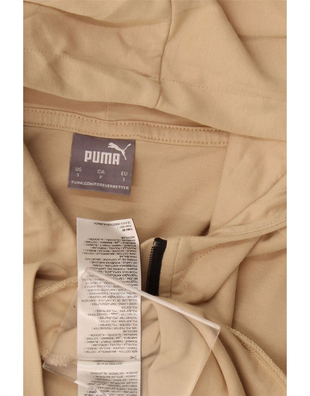 Puma Herren Kapuzenpullover mit Reißverschluss, Größe S, beige, Baumwolle