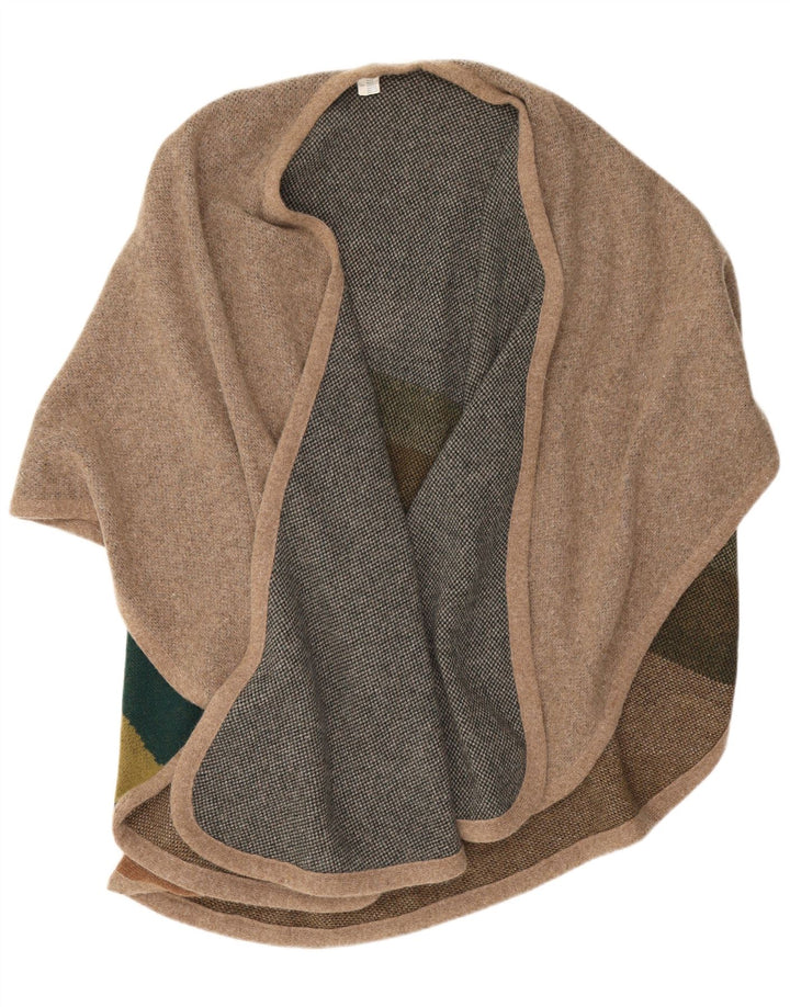 Vintage Damen-Cardigan mit grafischem Cape, Einheitsgröße, braun, Farbblock