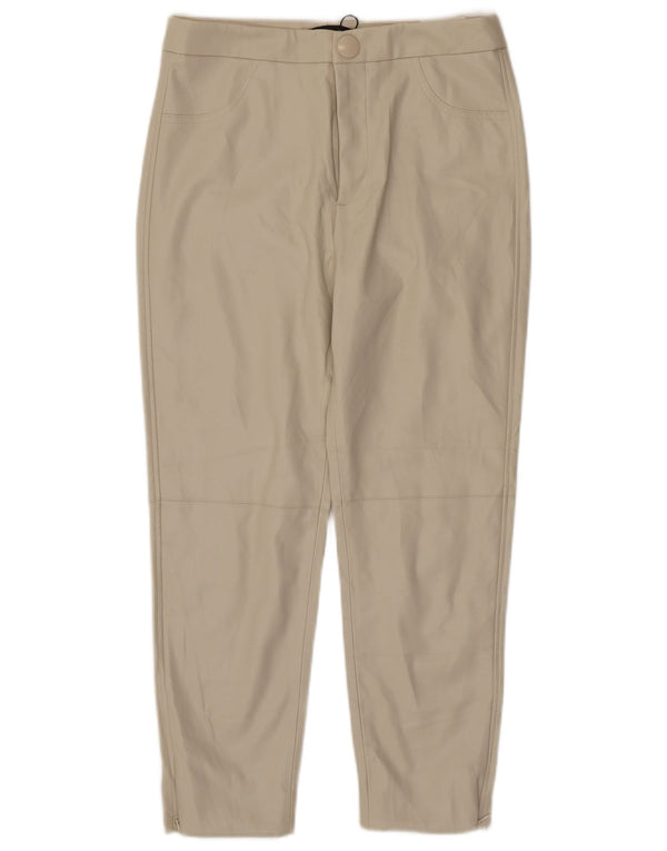 Zara Damen-Leggings aus Kunstleder mit hoher Taille, Größe L, W30, L24, Beige
